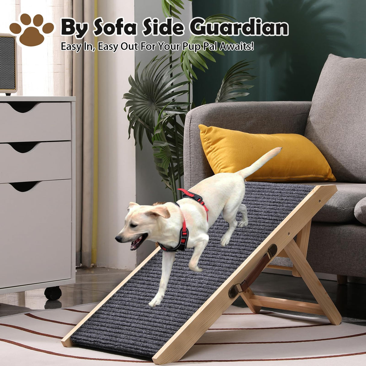 Wooden Foldable Dog Ramp Portable Pet Ramp,Car Ramp with Built-in Handle for Travel, 4 Adjustable Heights 9.8" to 18.1" for Small Dogs