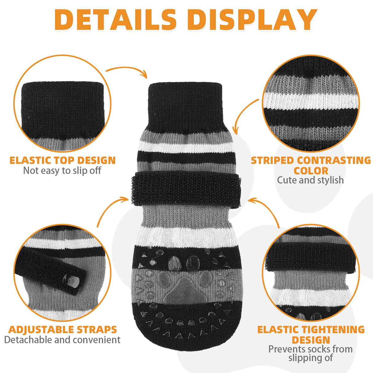 KOOLTAIL Anti Slip Dog Socks to Prevent Licking Paws and Slipping, Extra-Thick Grip Pet Boots & Paw Protectors, Winter Warm Puppy Shoes Booties for Hardwood Floors Small Medium Large Senior Dogs,XL