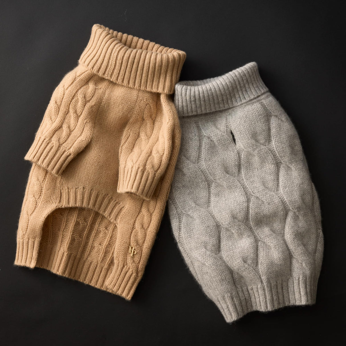 Gable – The Cable Knit Sweater Cashmere Wool Pet Pullover for Small, Medium and Large Dogs, Camel, XX-Small