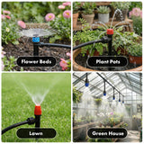 Drip Irrigation System 230FT Quick-Connect Drip Irrigation Kit with 1/4 inch 1/2 inch Irrigation Tubing Hose and Accessories for Lawn Raised Bed Greenhouse Plant Watering System