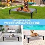 Cooling Elevated Dog Bed with Mesh and Metal Frame, Portable Dog Cot for Outdoor and Indoor Use