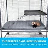 Paw Inspired Fitted Fleece Liner for Ferret Nation, Critter Nation Cage for Ferrets, Rats, Chinchillas, Hedgehogs & Other Small Animals (Gray, Bottom Pan Liner)