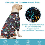 LovinPet Large Dog Pajamas, Wound Care/Post Surgery Shirt, UV Protection, Love My Dog Text on Black Print, UV Protection, Pet Anxiety Relief, Large Dog Onesies, Pet PJ's /3XL