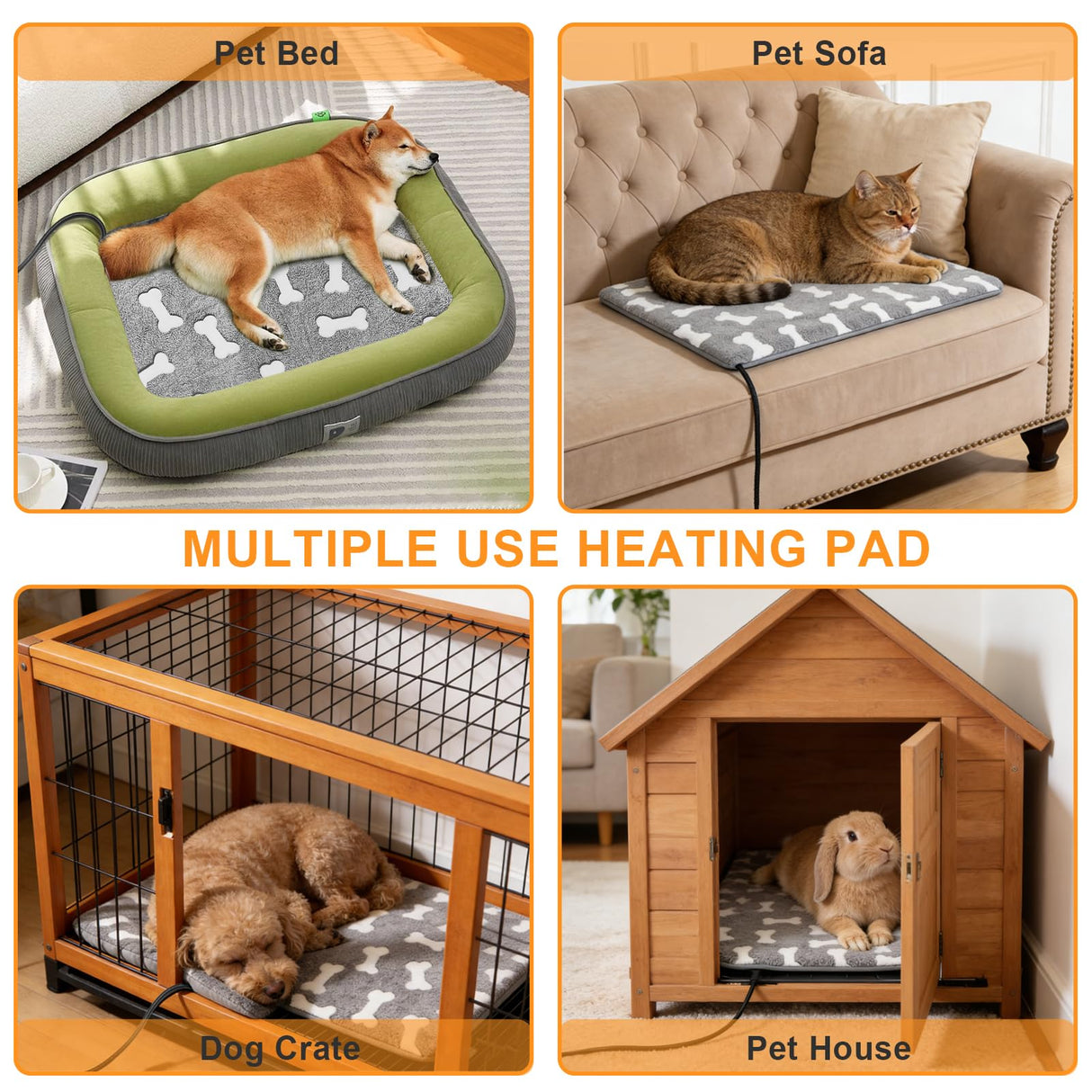 Bestio Large Dog Heating Pad,34x21 in Heated Dog Bed with Constant Heat & Auto Modes，MET&UL Certified Pet Heating Pad with Soothing Warmth,Chew-Resistant Cord,Waterproof Washable Cover-Gray