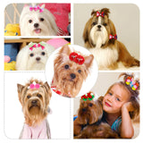 Mruq Pet 100pcs Dog Hair Bows, Small Puppy Grooming Bows with Rubber Bands - Mix Dainty Handmade Hair Accessories for Pet Yorkie and Tiny Dogs