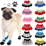 48 Pieces Dog Socks for Small Medium Dogs Non Slip Anti Slip Skid Pet Puppy Doggie Grip Paw Protectors Indoor Traction Control Socks for Hardwood Floor Protection, 12 Styles