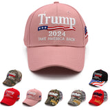 Trump 2024 Hat MAGA Hat Embroidered Take America Back Donald Trump Slogan USA Adjustable Pink Baseball Cap for Woman Men