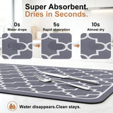 Dish Drying Mat Super Absorbent Drying Mat Large Dish Drying Mats for Kitchen Counter Easy Clean Dish Mat Kitchen Drying Mat15"x 18" Stylish Grey