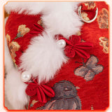 MuYaoPet Dog Chinese New Year Clothes Cat Tang Costume Outfit,Tassels Dog Cheongsam Tang Suit,Winter Fleece Pet Jacket Clothes (Red, M)