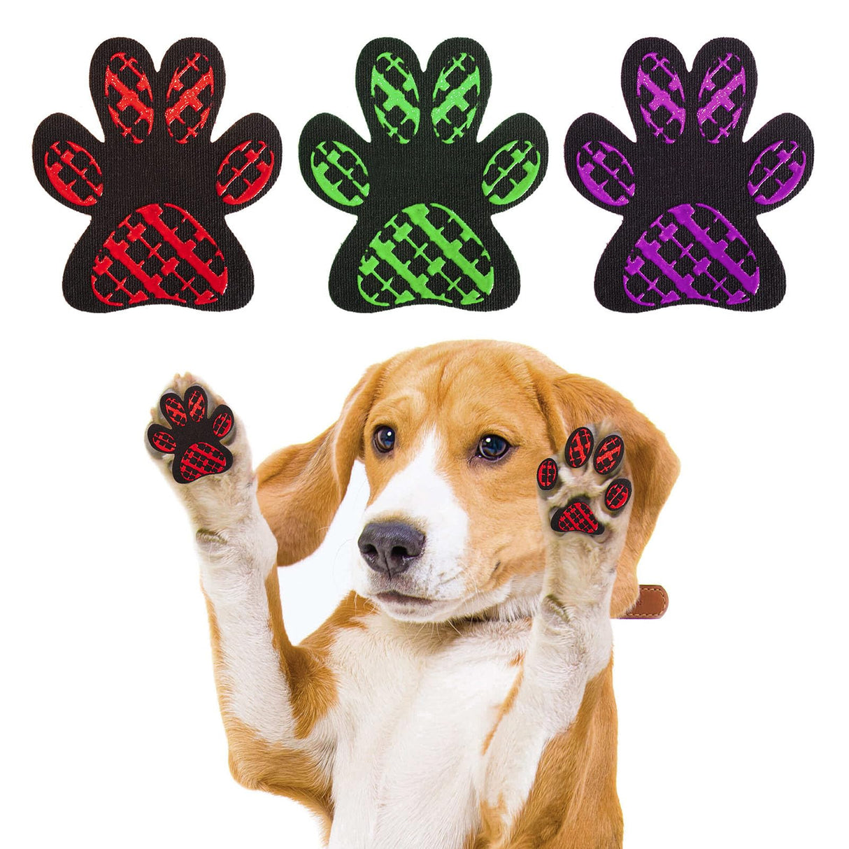 BEAUTYZOO Dog Paw Protector for Hot Pavement, Anti-Slip Paw Grips for Senior Dogs, Paw Stickers Traction Pad for Dogs Feet on Hardwood Floor, Dog Shoes Boots Socks Replacement, 12 Sets (36 pcs) L