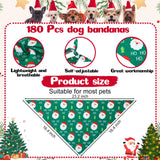 Aliceset 180 Pcs Christmas Dog Bandanas Bulk Christmas Bandanas for Dogs Adjustable Washable Pet Triangle Scarf Cute Kerchief Scarves for Pet Xmas Party Costume Accessories Decorations
