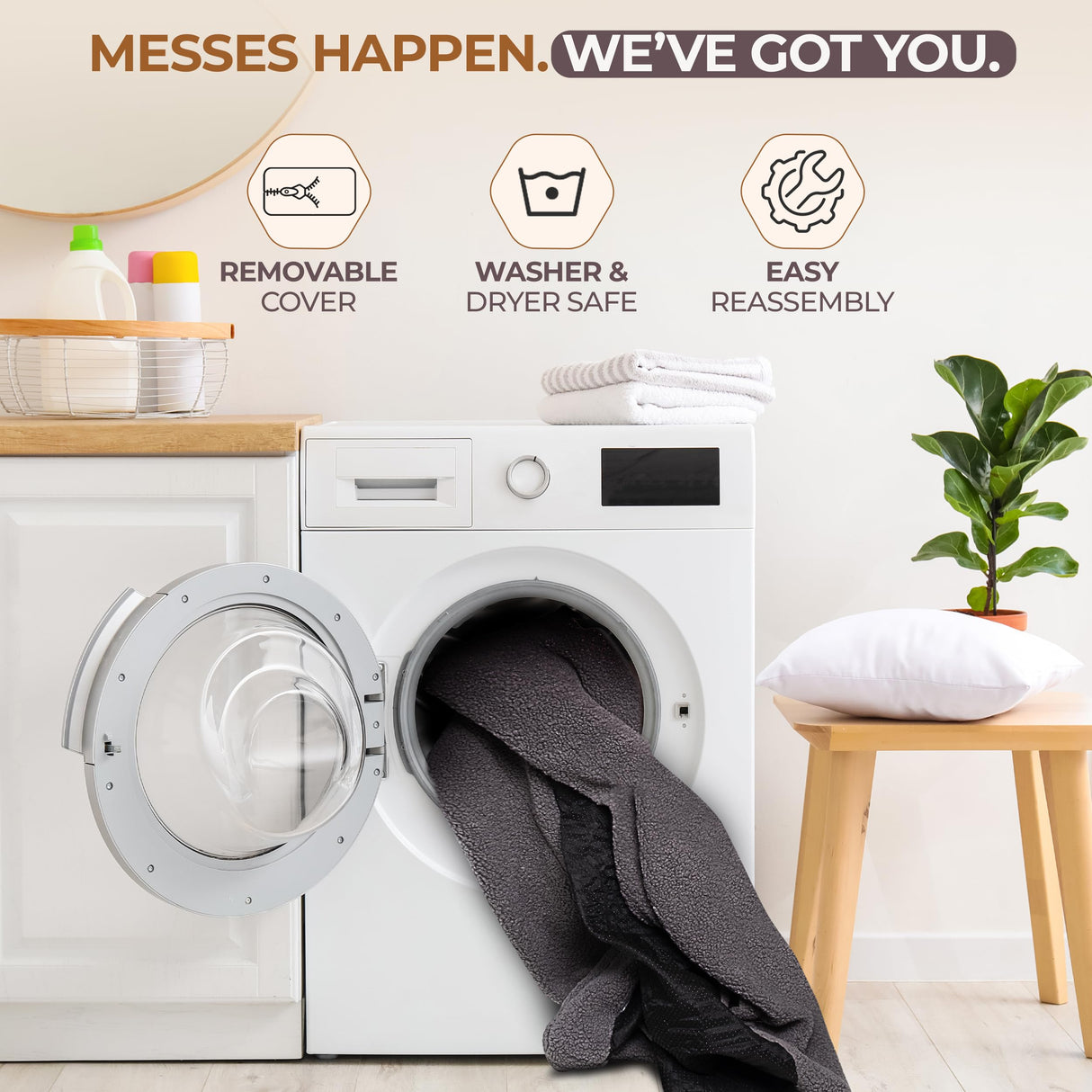 2 in 1 Human Dog Bed for Adult Foldable – Waterproof, Orthopedic Foam, Machine Washable Sherpa Cover, Non-Slip Base – Human Size Dog Bed (Dolphin Gray, 72x44x11)