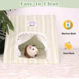Guinea Pig Hideout Large with Curtain, Bunny Hideout, Machine Washable Guinea Pig Hide Tent Houses & Habitats, Small Animal Hideout for Pet Rabbit, Ferret, Rat, Chinchilla, Squirrel (Grid, Large)