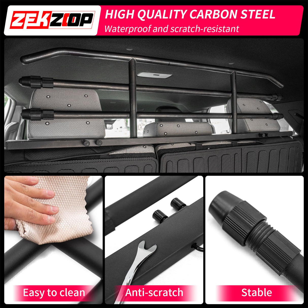 Zekzoop Pet Barrier Compatible with 2025 2026 Toyota 4Runner Behind 2nd Row Backseat Car Pet Barrier Divider Gate Trunk Cargo Area Heavy-Duty Carbon Steel Dog Barriers for 4 Runner Accessories