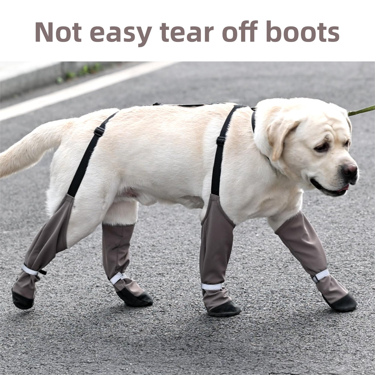 Dog Suspender Boots, Warm Dog Paw Protectors, Waterproof Doggy Booties for Winter, Anti-Slip Reflective Pet Shoes Snow Boots for Outdoor Walking,Hiking, Sandy, Muddy (Medium)