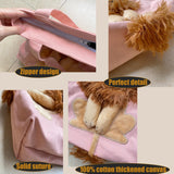 YOOLEETC Lion-Shaped Show Head Pet Canvas Shoulder Bag, Outcrop, Shoulder Bag. (Pink-Large)