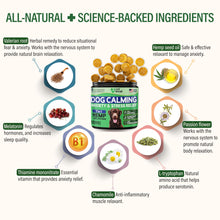 Load image into Gallery viewer, Hemp Calming Chews for Dogs Anxiety -120 Hemp Dog Calming Chews - Anxiety Relief Treats with Melatonin - Advanced Pet Stress Relief, Separation Aid, Barking, Thunder, Fireworks, Travel - Made in USA
