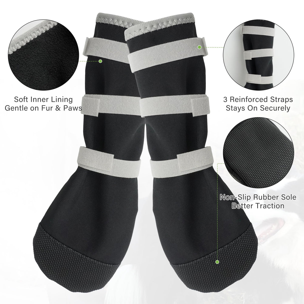 Snugrance 2 pcs Dog Paw Wound Recovery Boot, Lick-Proof Protection, Non-Slip Pet Shoe with 3 Strengthen Self-Adhesive Strap, Soft Protector for Medium to Large Dogs (M)