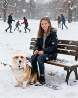 PET SHOW Dog Trapper Hat Winter Hat for Small Medium Dogs Warm Fleece Aviator Hats with Ear Flaps Adjustable Outdoor Girl Pet Pilot Costume Cap M-Pink Paw/with Ear Holes