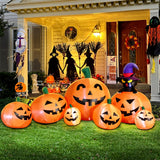 DomKom 8 FT Long Halloween Inflatable Decorations Pumpkin with Black Cat, Outdoor Holiday Decor Blow Up Halloween Yard Decor, LED Lights Inflatables Outdoor Garden Lawn Halloween Decor