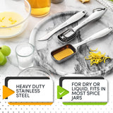 Stainless Steel Measuring Spoons Set of 6 with Leveler, Rectangular Metal Teaspoon & Tablespoon Measuring Spoons for Dry & Liquid Ingredients - Nesting Kitchen Gadgets For Baking & Cooking