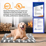 Bestio Large Dog Heating Pad,34x21 in Heated Dog Bed with Constant Heat & Auto Modes，MET&UL Certified Pet Heating Pad with Soothing Warmth,Chew-Resistant Cord,Waterproof Washable Cover-Gray