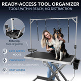 KANIS Professional Electric Dog Grooming Table - Heavy Duty, Height Adjustable Pet Grooming Table w/Leveling Wheels, Dog Grooming Arm, Anti Slip Tabletop & Tool Organizer (Grey, 49")