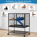 HABUTWAY 36.5''H Large Metal Rolling Ferrets Cage, 2-Tiers Small Animal Cages, Cage for Rats/Chinchillas, 0.5'' Bar Spacing for Ferret,Small Animal Cage w/Removable Ramp & Platform