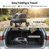 Garvee Extra Large Dog Stroller with Steel Pipe Frame, Wheels, Brakes, Shock Absorption, Foldable Design - Black