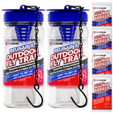 2 Reusable Fly Traps Outdoor Fly Traps with 4 Natural Fly Magnet Bait Refill. Flies Trap Outdoor Reusable Fly Trap Jar Fly Trap Fly Catchers Outdoor Fly Bait Fly Bags Flytraps Stable Horse Fly Trap