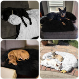 GGIB Calming Dog Bed Fluffy Plush Dog Mat for Furniture Protector with Removable Washable Cover for Large Medium Small Dogs and Cats (Extra Large (53x39.3x6), Black)