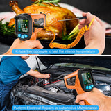 MESTEK Infrared ThermometerTemperature Gun with K Probe Digital Laser IR Thermometetr Temp Gun -58℉~1472℉ Color LCD Screen Alarm Function Adjustable Emissivity for Cooking Grill Pizza Oven