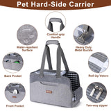Docami Cat Carrier Bag for Pets Up to 15 Lbs, Fully Open Mesh Roof, Side Vent & 3 Storage Pockets, Cat Dog Crate Travel Bag, Portable & Comfort Soft-Sided Dog Travel Bag, Grey