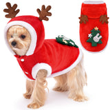 Dog Christmas Costume Funny Dog Christmas Outfit Cute Santa Hoodie for Small Medium Dogs with Reindeer Antler Hood for Cats Dogs Puppy Pets Holiday