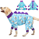 LovinPet Pet Clothes Large Dog, Anti Licking Dog Recovery Clothes, Lightweight Onesie, Starlight Rainbow/Wild Horse Prints American Bully Pajamas, UV Protection, Adorable pet PJ's/Large