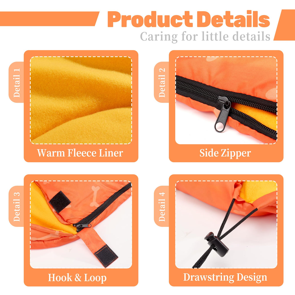 Lifeunion Dog Sleeping Bag with Storage Bag Waterproof Warm Packable Dog Bed for Travel Camping Hiking Backpacking (Orange)