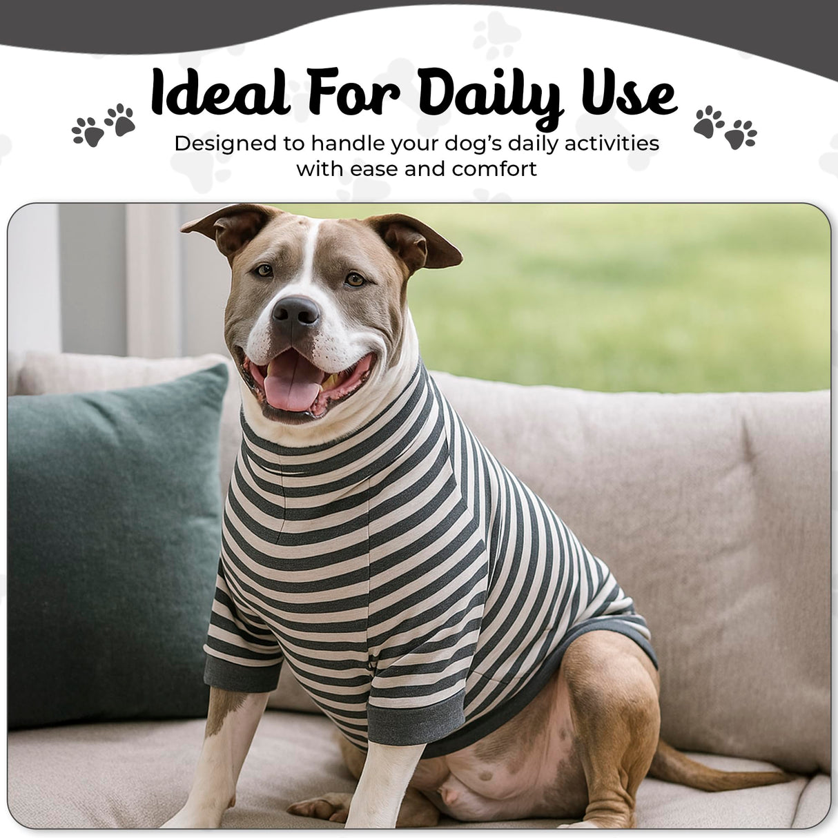 Tooth & Honey Dog Shirt for Large Dogs - Soft Cotton Spandex Pullover with Mid-Length Sleeves, Full Belly Coverage for Allergies, Skin Sensitivity & Lightweight Summer Dog Clothes - XL