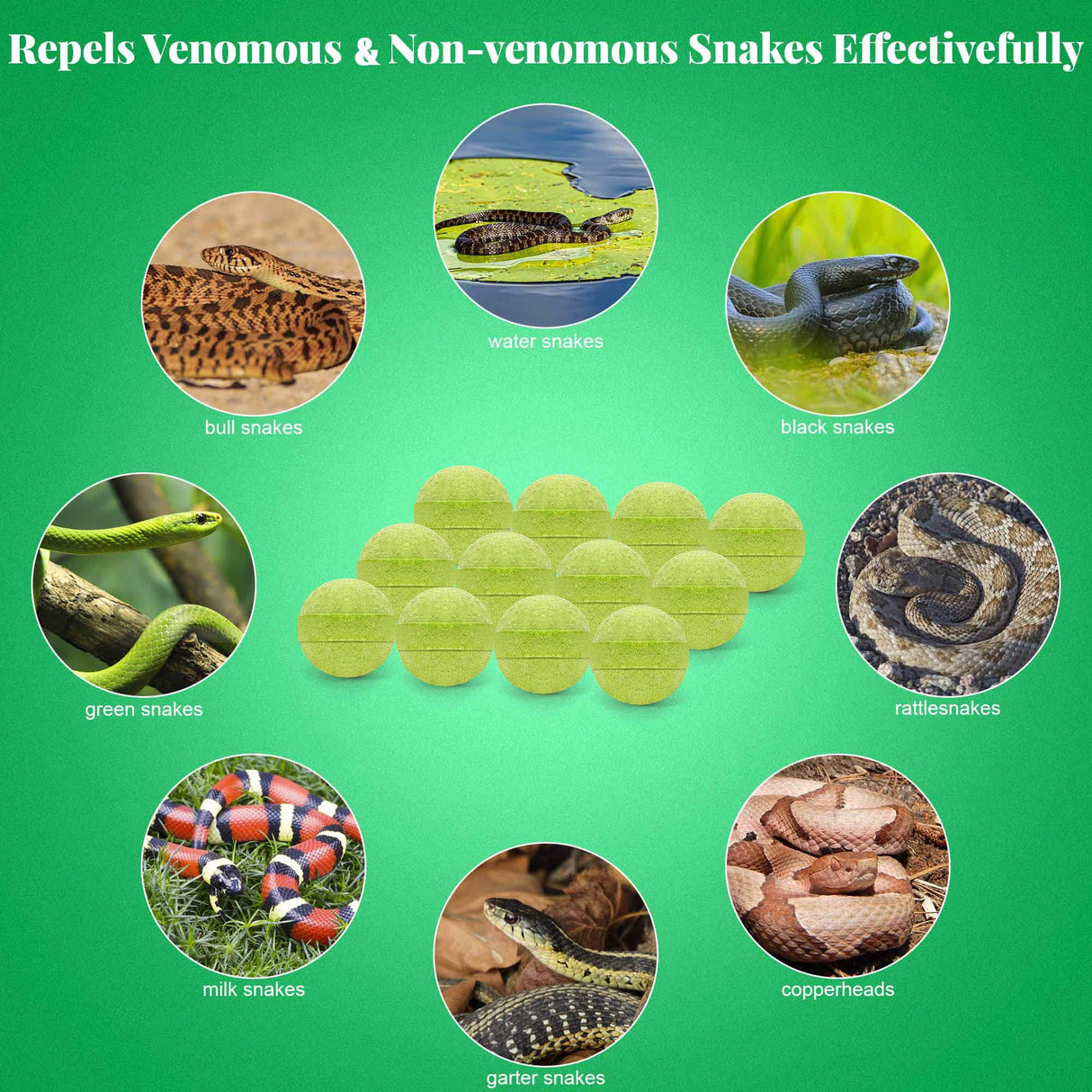 24Pcs Natural Snake Repellent Powerful Snake Away Repellent Balls for Outdoors Indoor, Repel to Snakes Rats and Other Pests, Natural Plant Formula Pest Insect Control