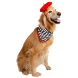 French Beret & Scarf Pet Costume - Two Piece Beret & Scarf Set - Dog & Cat Costume - One Size