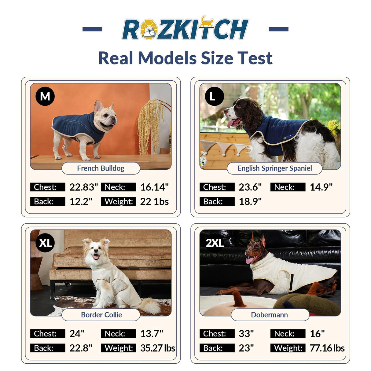 ROZKITCH Dog Coats for Large Dogs with Double Sided Polar Fleece and Sherpa for Cold Weather in Winter, Windproof Turtleneck Sweater with Adjustable Drawstring and Velcro DarkBlue 3XL