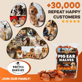 BRUTUS & BARNABY Pig Ear Halves for Dogs, 15 Ct. – All-Natural Single Ingredient Dog Chews, Slow Cooked & Fully Digestible Rawhide Alternative