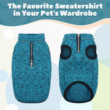 ROZKITCH XXX-Large Dog Sweater with Fleece Lining, Knit Fabric Pet Jacket Jumpsuit, Adjustable Reflective Vest with Zipper Opening on The Back and Neck for Harness, Easy Maintenance Blue, 3XL
