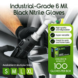 Inspire Black Nitrile Gloves HEAVY DUTY 6 Mil Nitrile Chemical Resistant Medical Cooking Cleaning Disposable Black Gloves (Large, 100, Count)