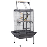 Yaheetech 69-inch Wrought Iron Rolling Large Parrot Bird Cage for African Grey Small Quaker Amazon Cockatiel Sun Parakeet Green Cheek Conure Dove Lovebird Budgie Play Top with Stand