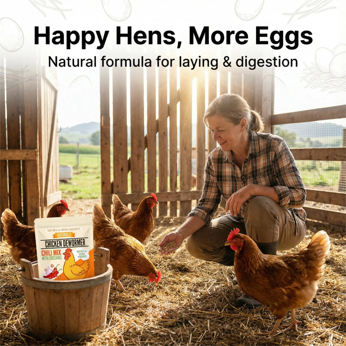 Naturals Chicken Dewormer Powder - Natural Herbal with Chili and Garlic, All-Natural Formula for Hens and Birds Duck Goose, Safe for Eggs,1LB Pouch (1)