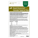 Elanco Chewable Quad Dewormer for Small Dogs, 2-25 lbs, 4 Chewable Tablets, White