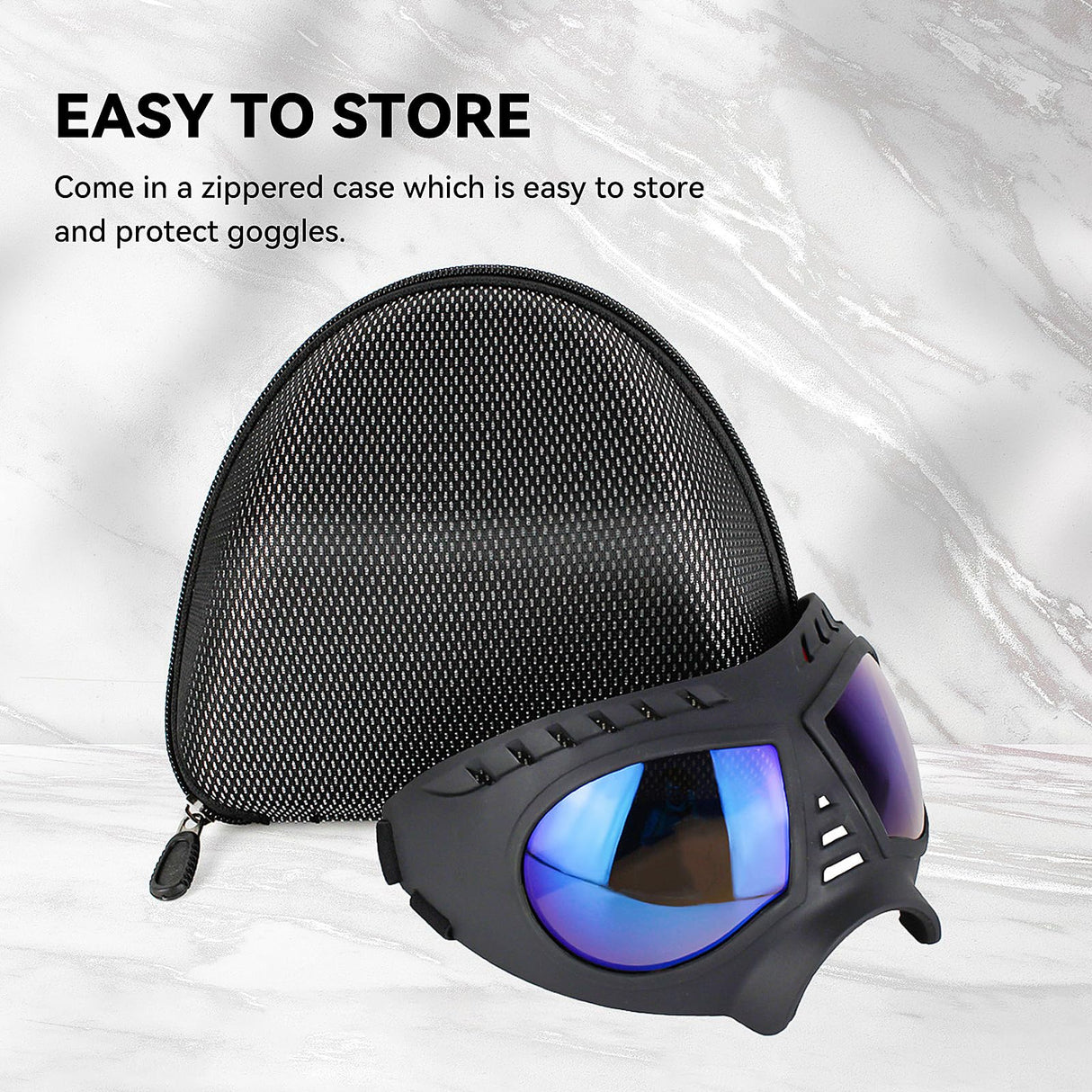 PETLESO Large Dog Goggles Pet Eyes Protection for Medium to Large Breed, Windproof Snowproof UVproof Dog Sunglasses for Outdoor Hiking/Cycling/Driving, Soft Frame Adjustable Straps, Clear Blue Lens