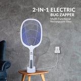 WBM SMART 2 in 1 Electric Bug Zapper, Mosquitoes Trap Lamp & Racket, USB Rechargeable Electric Fly Swatter for Home and Outdoor Powerful Grid 3-Layer Safety Mesh Safe to Touch, Pack of 2