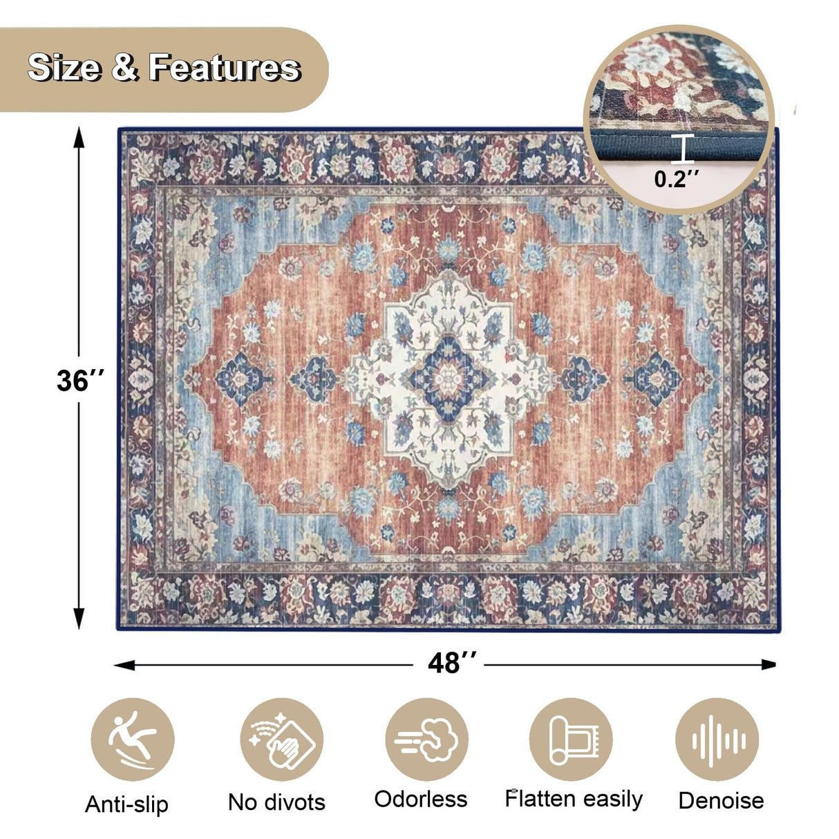 LYEMAT Chair Mat for Hardwood Floor, 36"x48" Under Office Desk Mat for Rolling Computer Chair, Anti-Slip 1/5" Thick Hard Floors Area Rug for Home Office