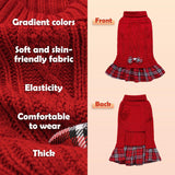 YUDODO 2 Pack Small Dog Sweater Dress with Bowtie Turtleneck - Knitted Pet Girl Dog Winter Clothes - Pet Warm Sweater for Puppy Yorkies, Chihuahua (S Red+Grey)